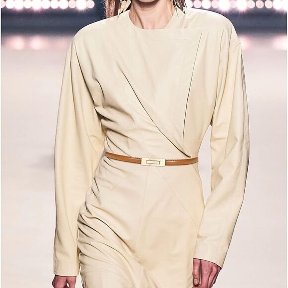 New Skinny Genuine Leather Belts 006 Womens Brown Thin Belt - Picture 3 of 8